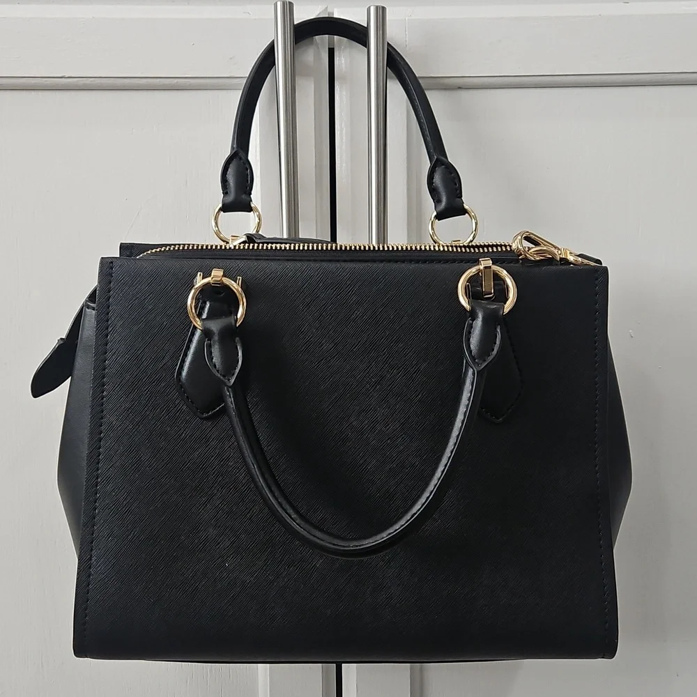 NEW MICHAEL Michael Kors Marilyn Medium Leather Satchel Black - Picture 5 of 8